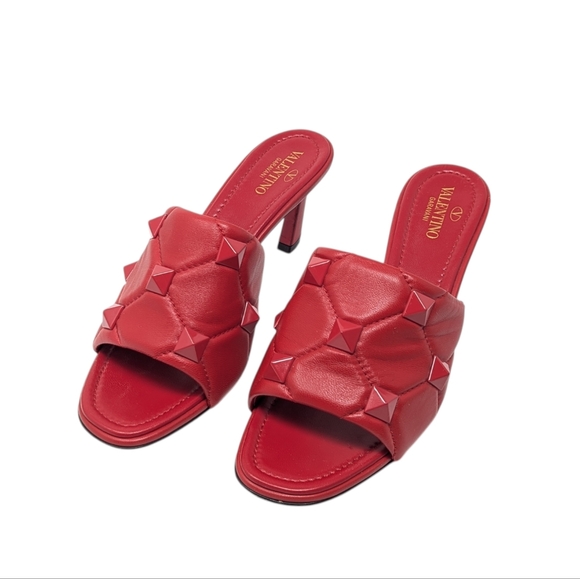 Valentino Garavani Shoes - Valentino Garavani Red JU5 Roman Stud Mule Slide Heel Dress Up Sandal Size EU 40